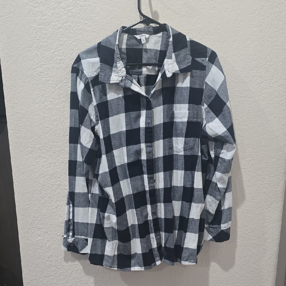 Sonoma Black and White Plaid Women's Shirt